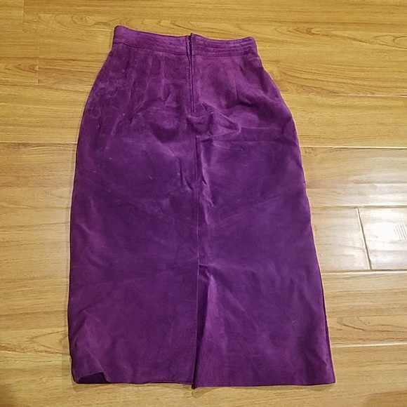 Vintage Evan Davies Purple Suede Skirt 6 - Picture 2 of 4